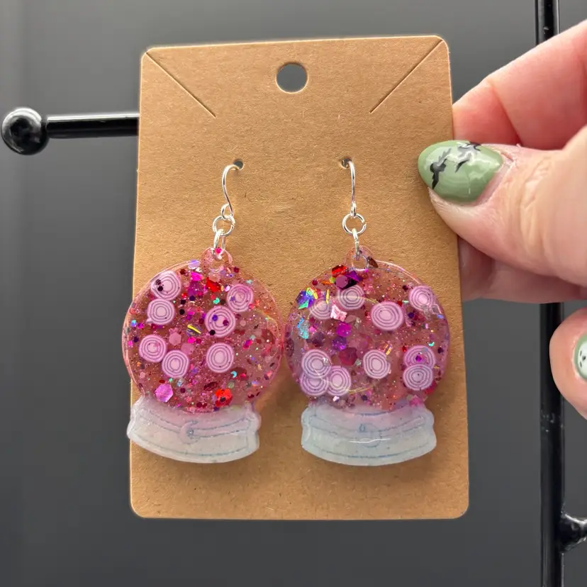 "I See Pickled Onions In Your Future” Crystal Ball Dangle Earrings *Base GLOWS* - Made by Me