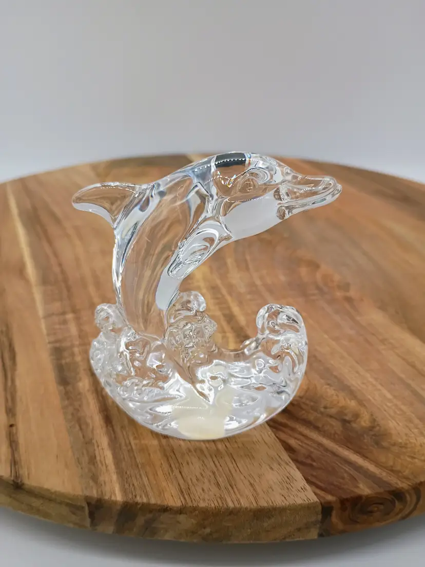 Princess House Clear Crystal Pet Treasures Rocking Dolphin Figurine.