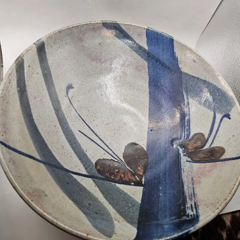 John Freimarck studio Art Pottery Bowl rustic 14" Signed