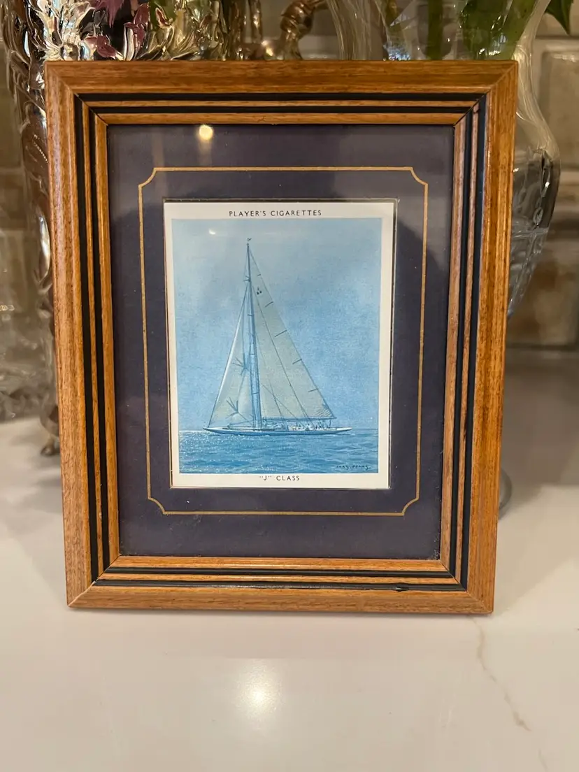 🧺Framed Sail Boat Cigarette Card