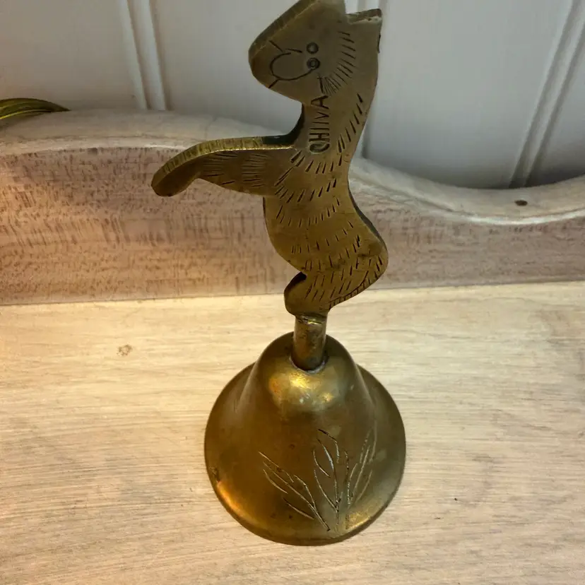 Solid Brass Cat Hand Bell