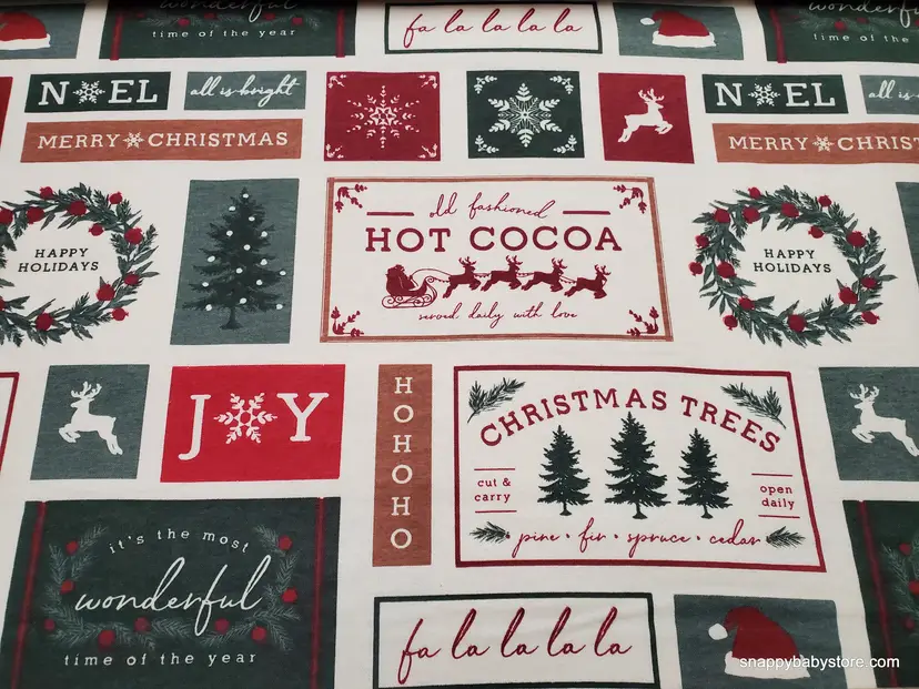 Seasons Greetings Square Christmas Words Flannel Fabric Remnant - 100% Cotton - Choose Size - Soft Craft & Quilting Fabric