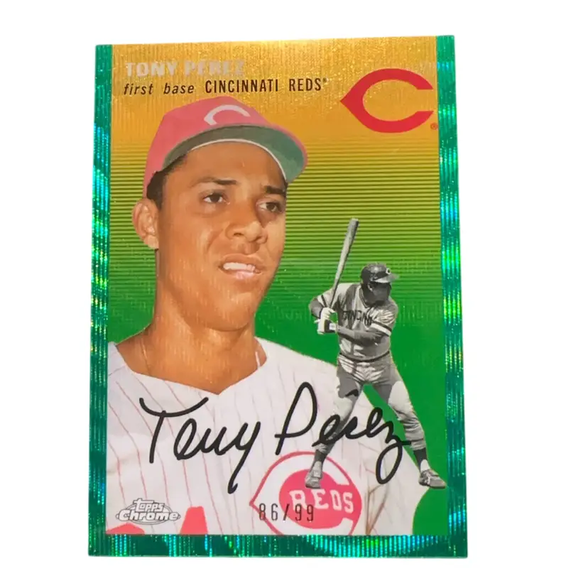 Tony Perez Topps 2022 Chrome Platinum Anniversary Green Refractor 86/99 #489