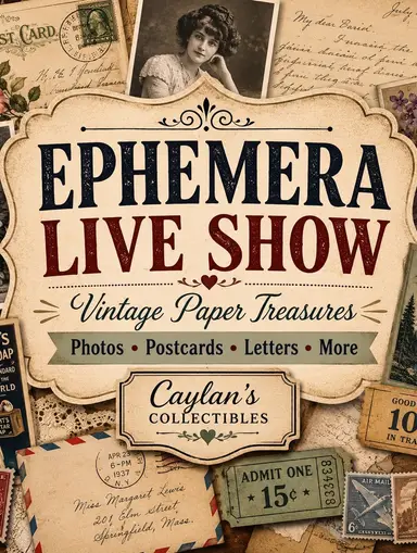 Ephemera Show, photos, maps, bible pages, postcards and more.. 
