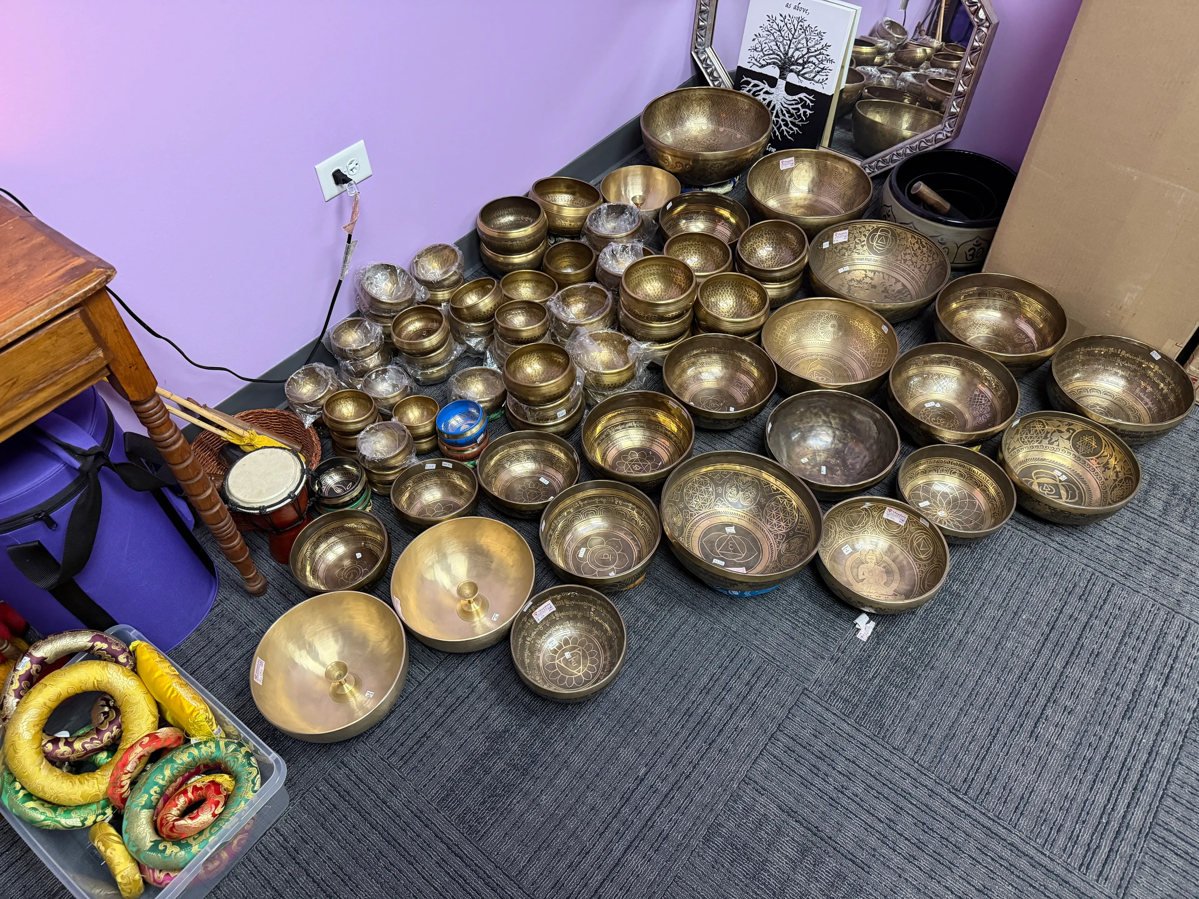 A collection of singing bowls at High Ho Gems