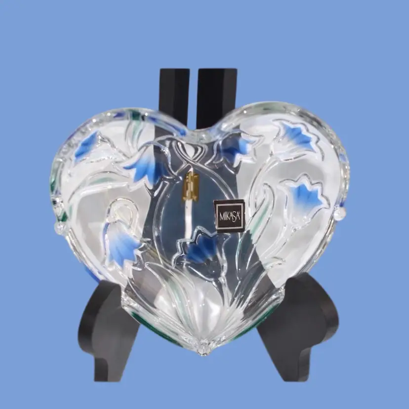 #171- Crystal Heart Trinket Dish By Walther Glass Company Germany For Mikasa  Beautiful Quality