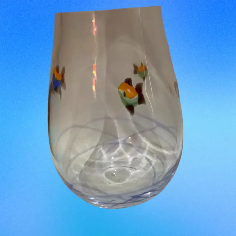 Art Glass Aquarium Vase – Signed Italian Hand-Blown Vessel with 3D Sculpted Fish