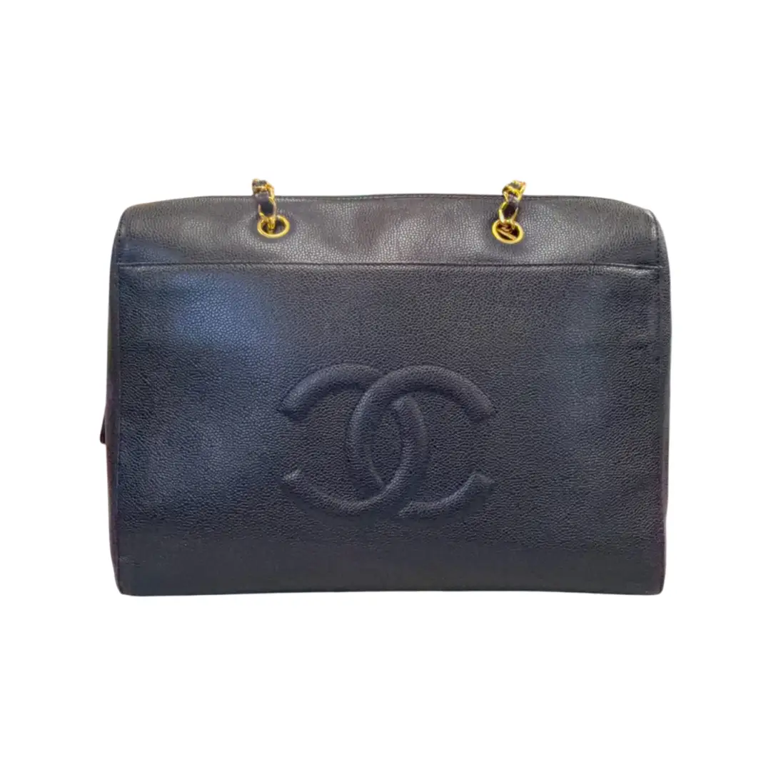Chanel Black Caviar Vintage Timeless Zip Tote