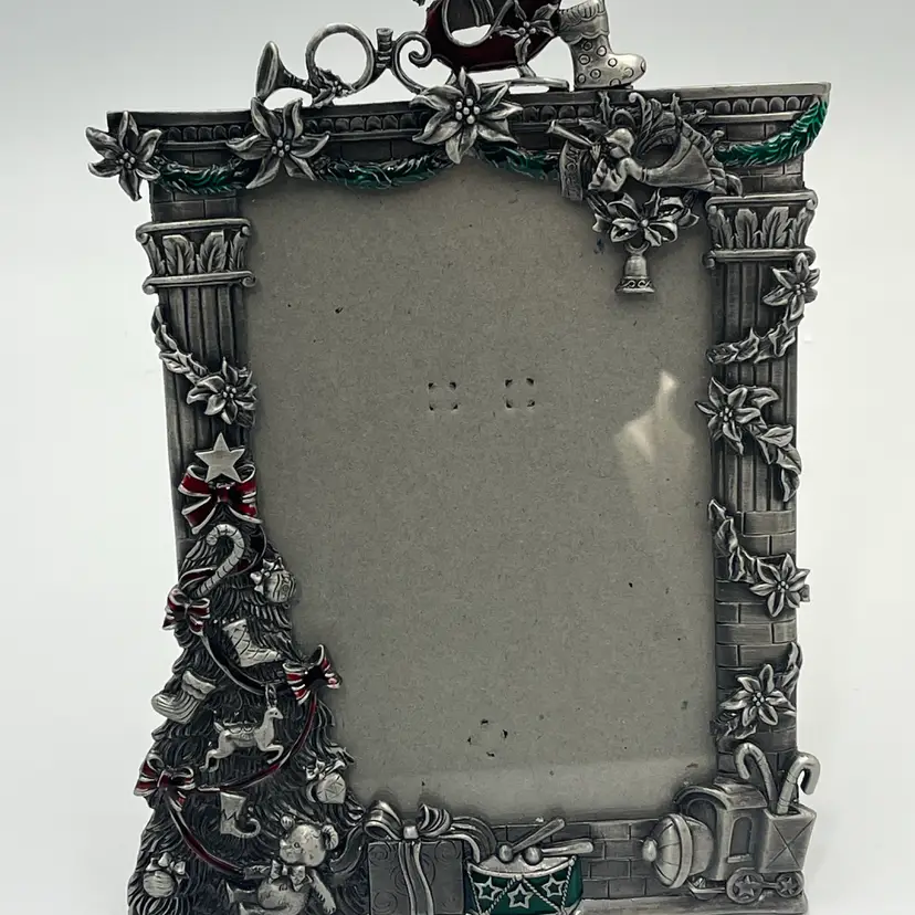 Silver Tone & Enamel Christmas Frame
