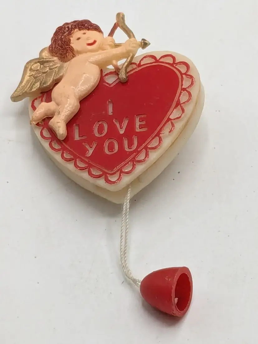Vintage Valentine Cherub Articulated I Love You Brooch/Pin Cupid