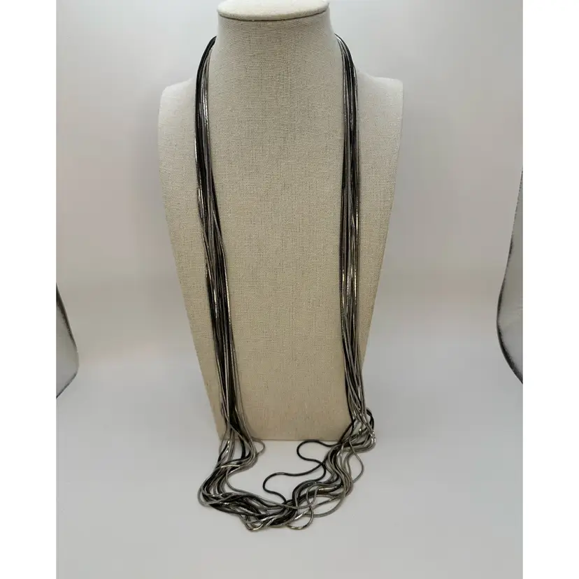 White House | Black Market 12 Chain Black & Silver-tone Necklace