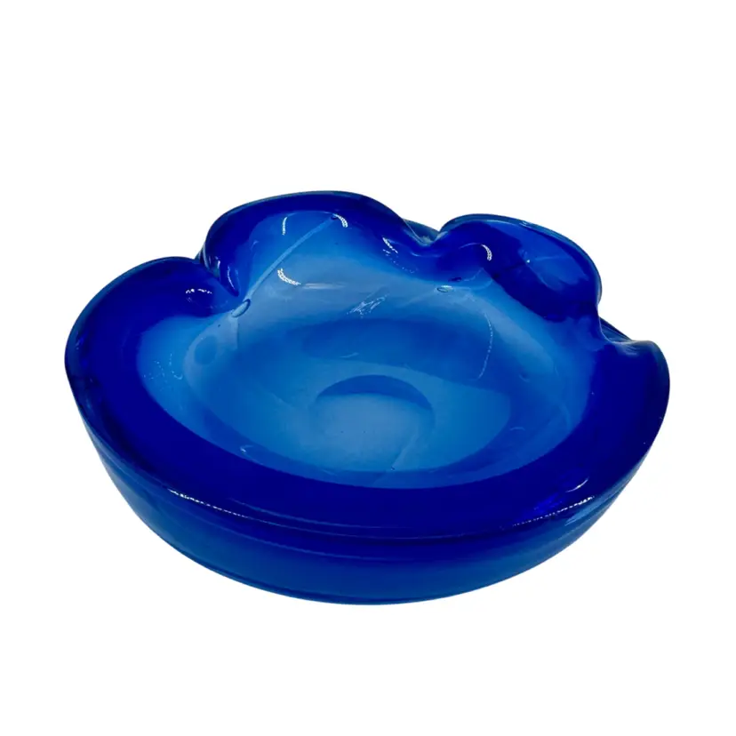 Blue Opalescent Art Glass Dish