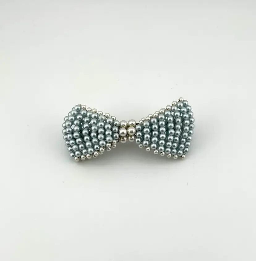 Faux Pearl Bow Hair Barrette 3”x 1.5”