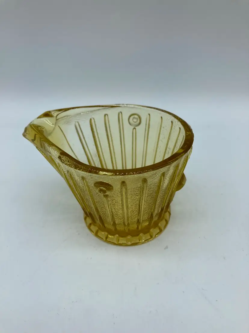 Vintage Miniature Mini Coal Ash Bucket w/o Metal Handle Amber Glass Ashtray Toothpick Holder