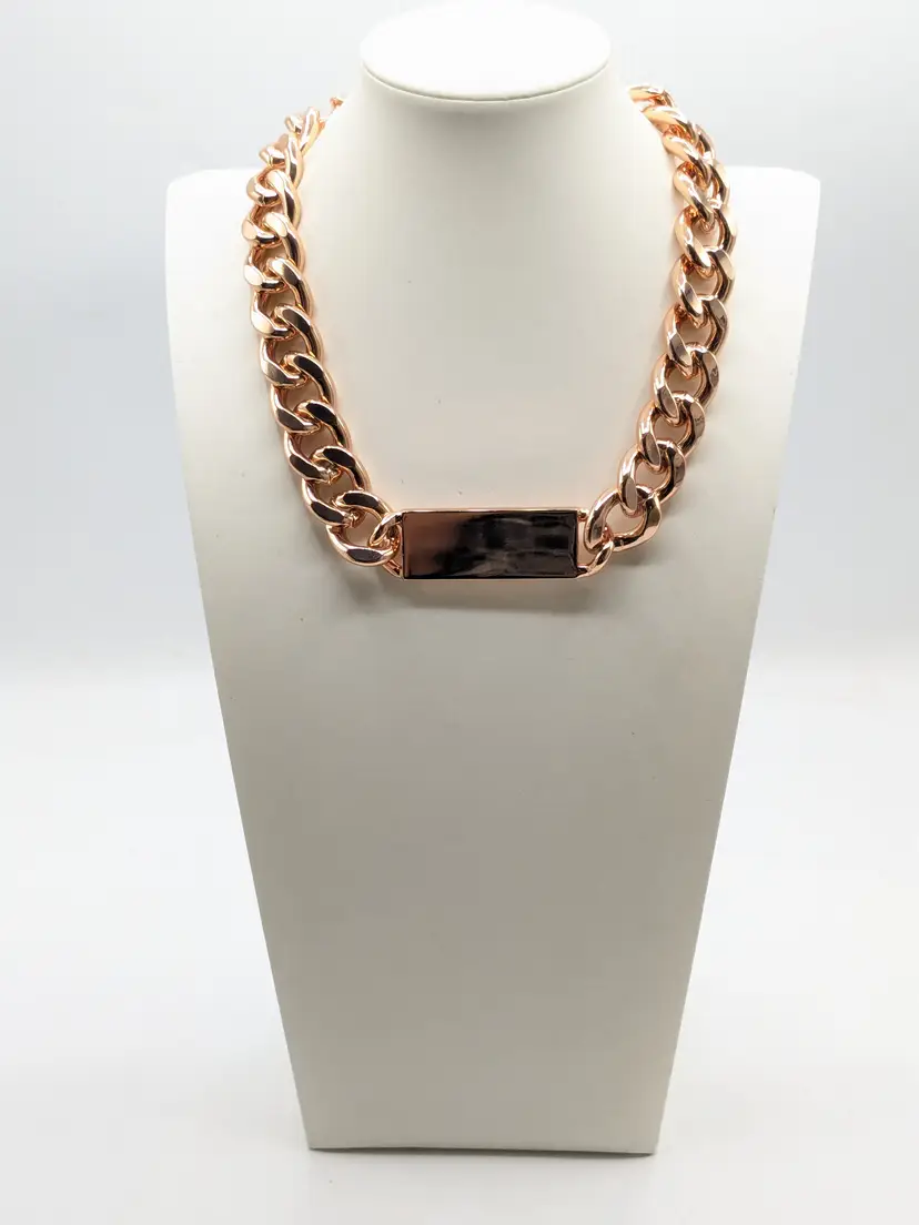 And Lovely Rose Gold Chunky ID Necklace NWT