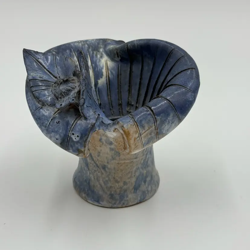 Christofer Crete Greece Studio Pottery Floral  Vintage Handmade Candle Holder