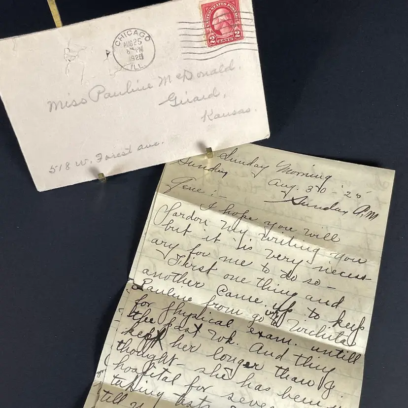 "Care To Wire The Funds You Mentioned?" 1925 Handwritten Letter Ephemera From A Concerned & Proud Mother (Kansas)