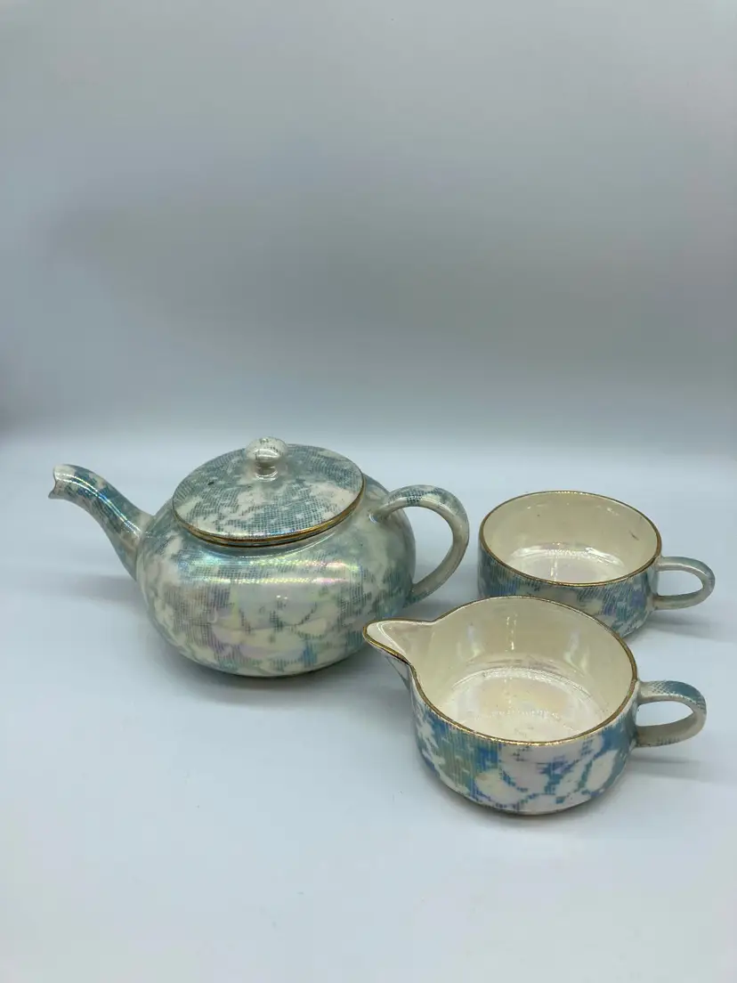 Vintage Royal Winton Grimwades Stacking Tea Set Blue Brocade Chintz England