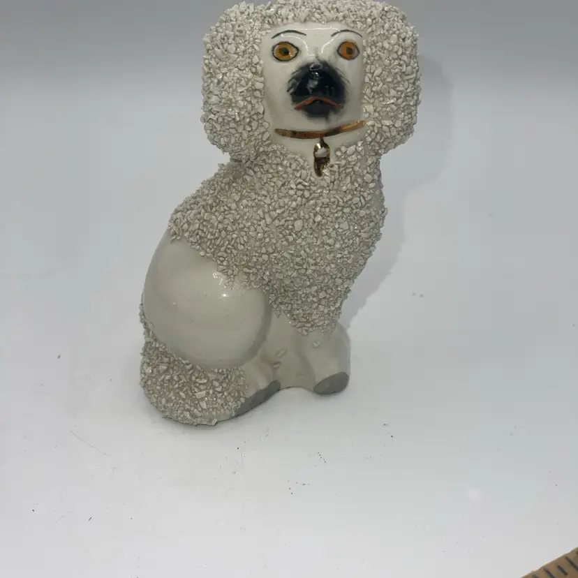 Antique Staffordshire England Confetti Dog Poodle Figurine 4.5”