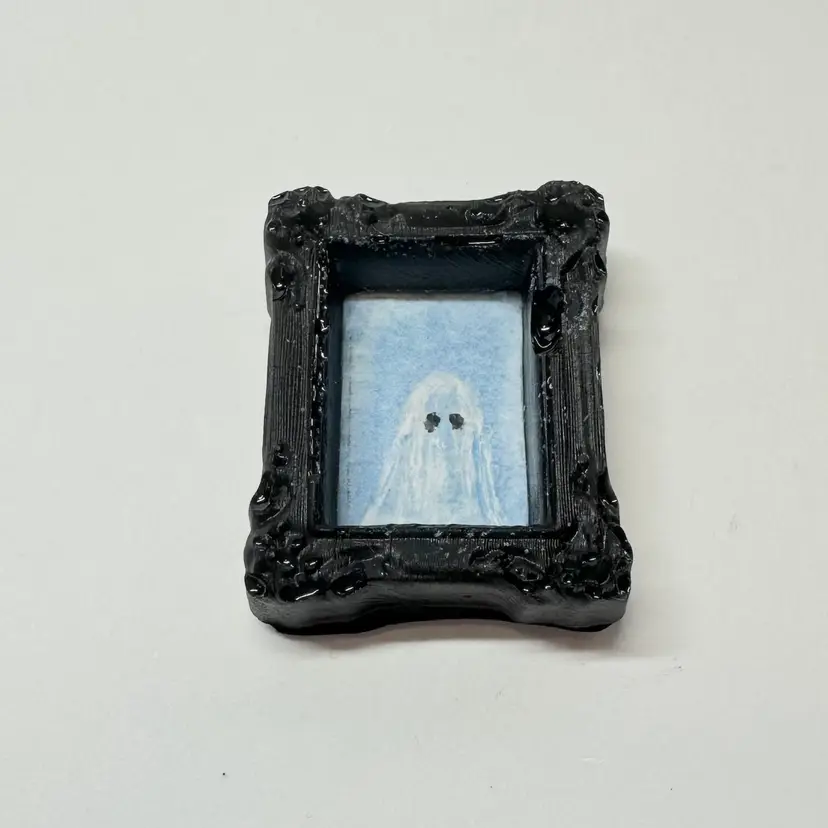 Blue Miniature Ghost Portrait Magnet Made By Me .75 X 1”