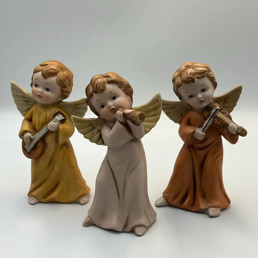 Set Of 3- Homco Porcelain Angel Figurines