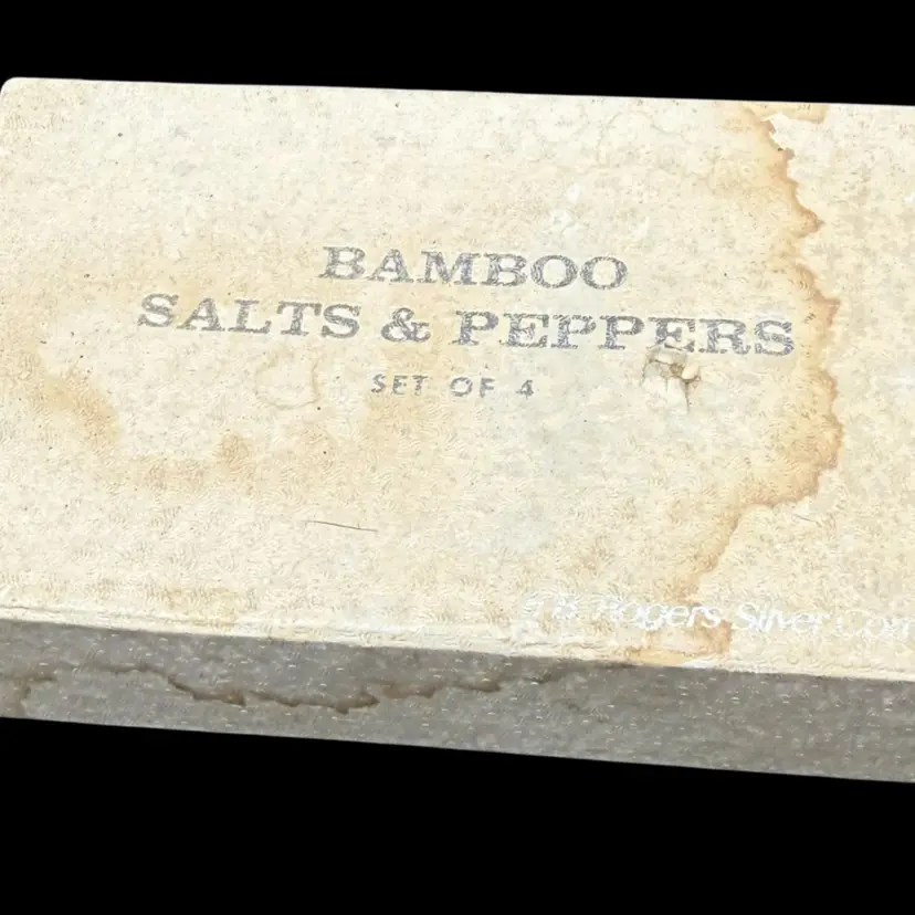 Metal Silver Tone Bamboo Salt And Pepper Shakers In Original Box