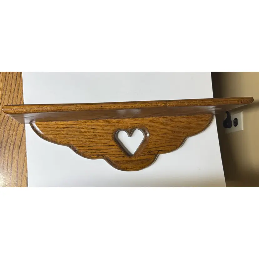 Solid Oak Shelf Heart Hanging Knick Knack Shelf 21” long