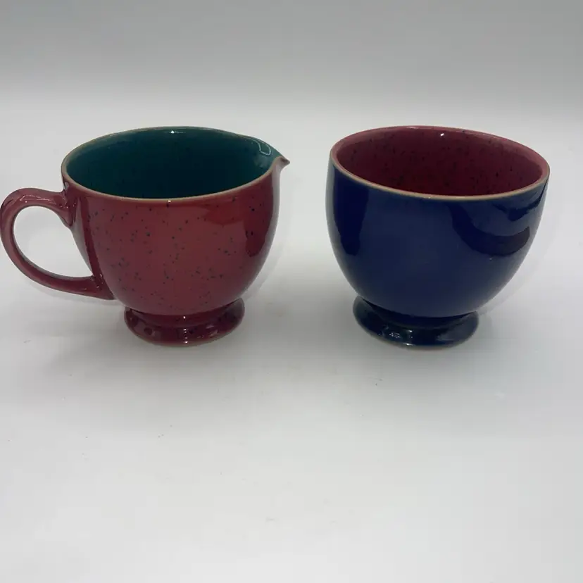 Denby Harlequin Cream Sugar Bowl Set England Creamer