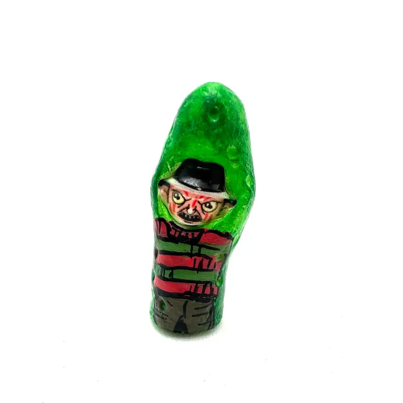 Freddy Gruesome Gherkin Pickle Made By Me Air Dry Clay Miniature Figure 1.5”