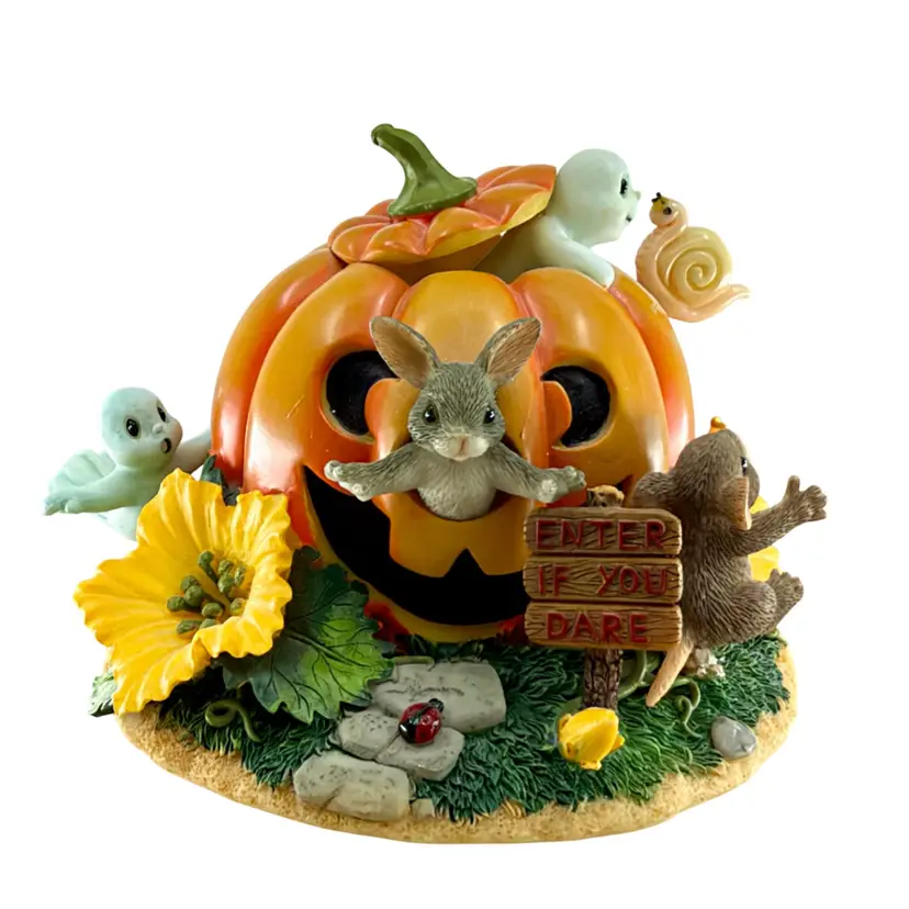 Fitz And Floyd Charming Tails “Happy Halloween” Figurine Mouse•Ghost•Chipmunk •Lady Bug Retired  85/113 •READ
4.75” T x 3.5” W