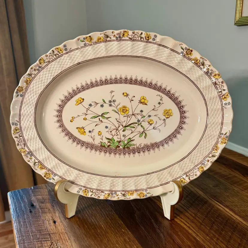 🎀 Vtg Copeland Spode “Buttercup” Oval Serving Platter
