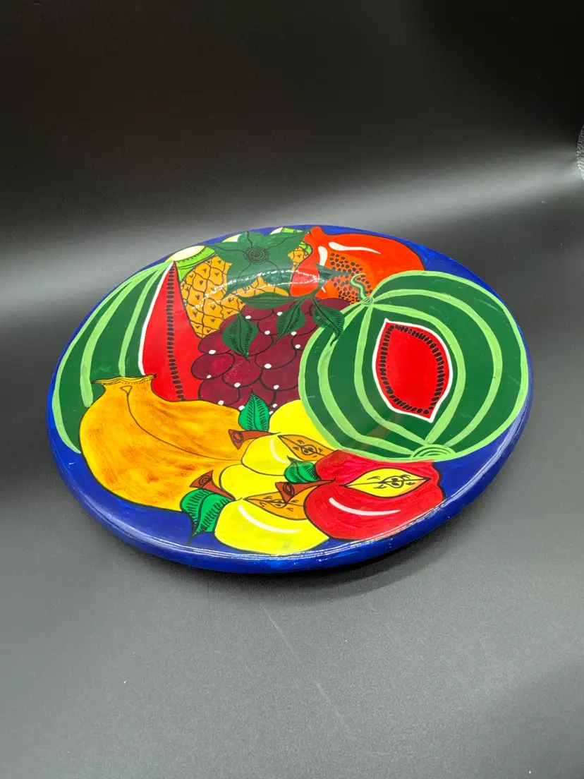 Mexican Folk Art Pottery 12.5" Talavera Hanging Wall Plate