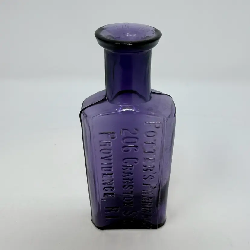Antique Purple FF&W Medicine Bottle Marked Potter & Pharmacy, Providence, RI