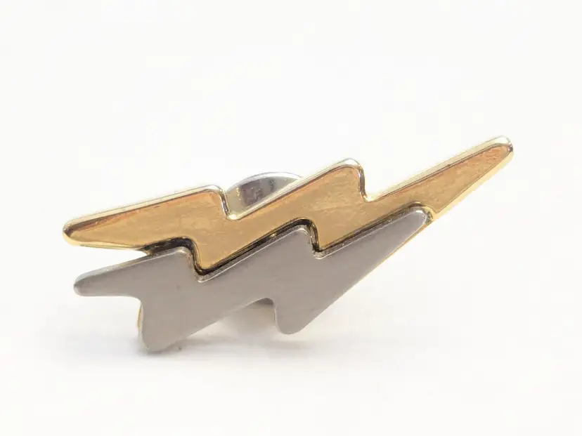Gold and Silver Tone Lightning Bolt Lapel Pin