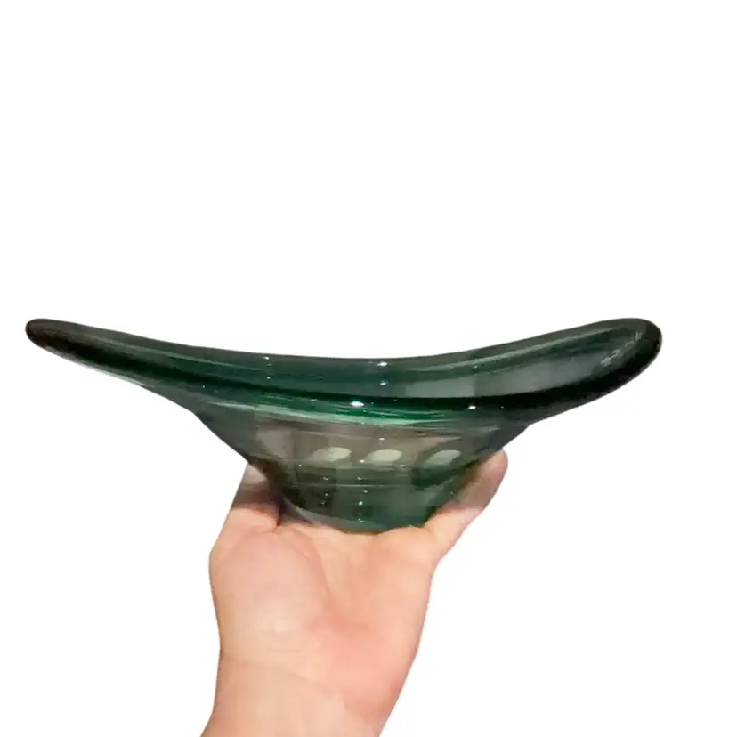 Vintage Per Lutken Holmegaard Turquoise Glass Atomic Mid-Century Danish Bowl Dish