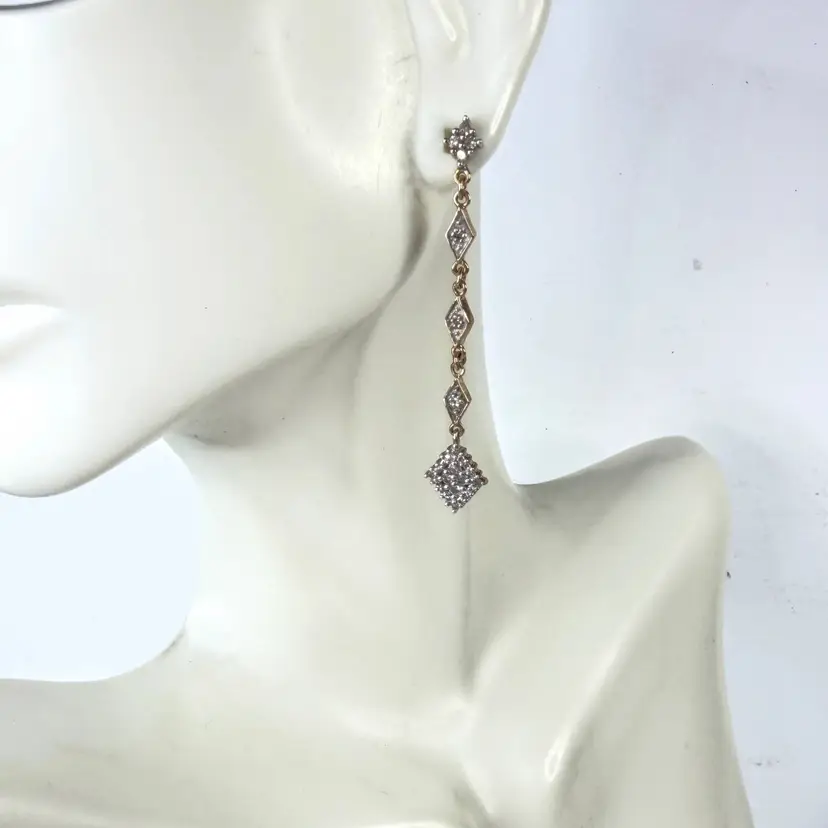 10K Yellow Gold 1/4 CTW Diamond Articulated Dangle Drop Earrings New Tag JR2161