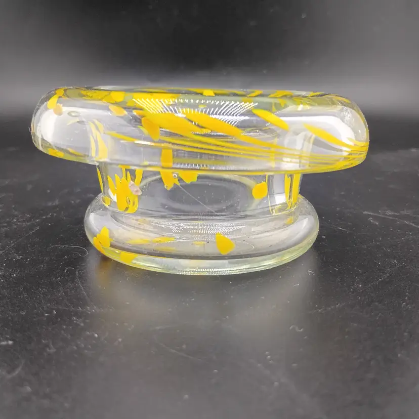 Blown glass bowl with yellow spatter