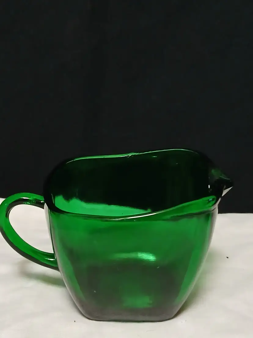 Vintage Emerald Green Glass Creamer