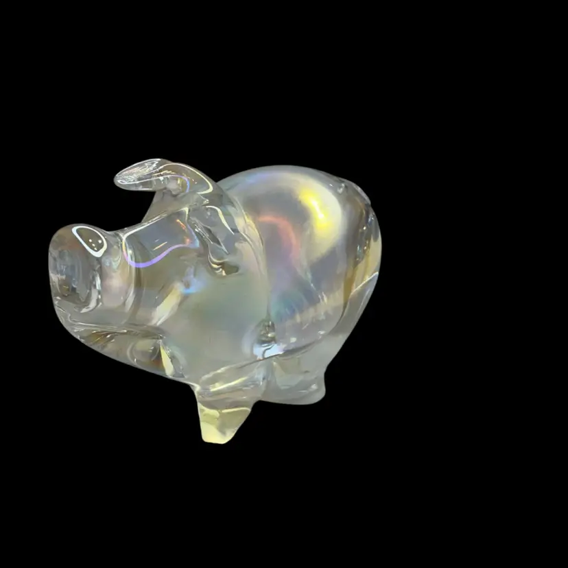 Iridescent Clear Glass Piggy "AS IS"