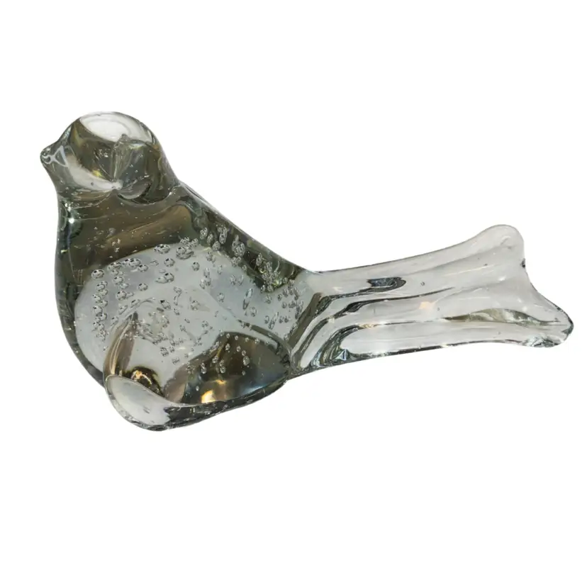 Clear Glass Bird Paperweight