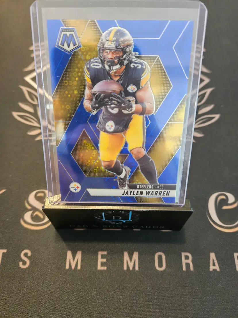 2025 Mosaic JAYLEN WARREN #144 Blue Disco /99 No Huddle Steelers