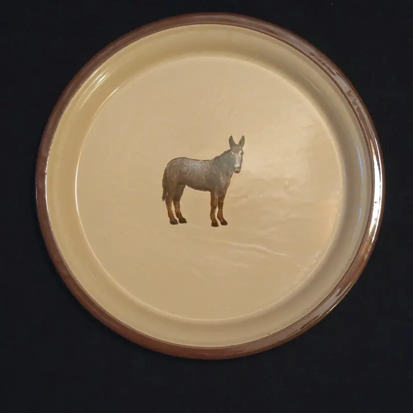 Marble Canyon Donkey Mule Enamelware Metal Serving Tray Plate Cabinware 12½" Vintage