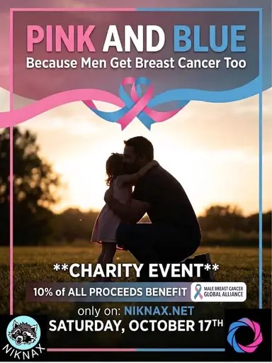 Pink & Blue Male Breast Cancer Awareness Train W/ The Filigree Finch