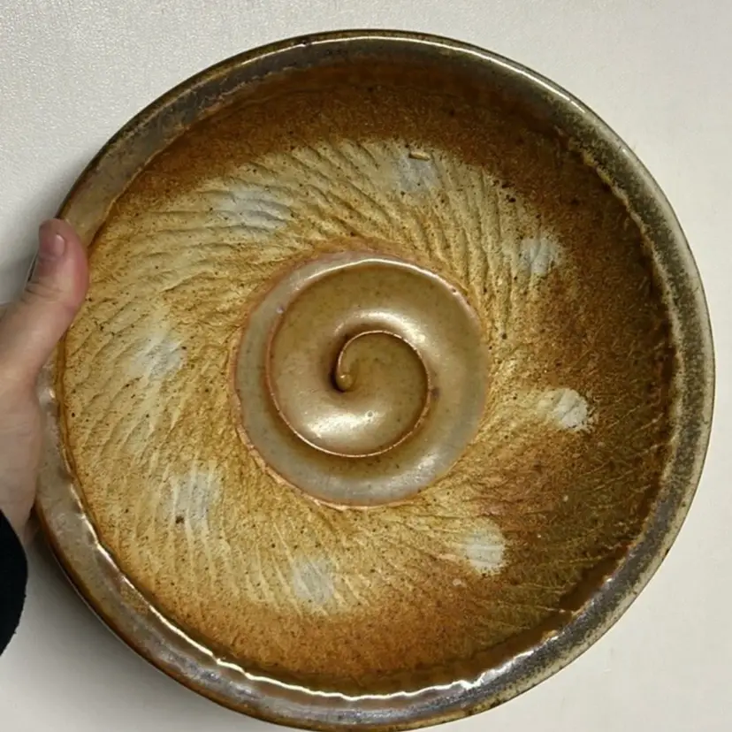 Handmade Salt Glaze Stoneware Pottery Bowl Signed NS
