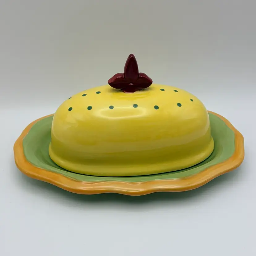 Pfaltzgraff, Retired Pattern, “The Secrets of Pistoulet”, Covered Butter Dish. FUN!