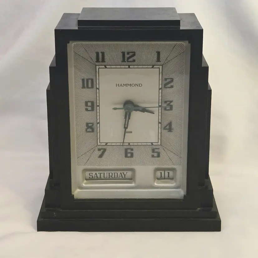 Art Deco Skyscraper Style Electric Shelf Clock HAMMOND “Gregory" 1930's Vintage