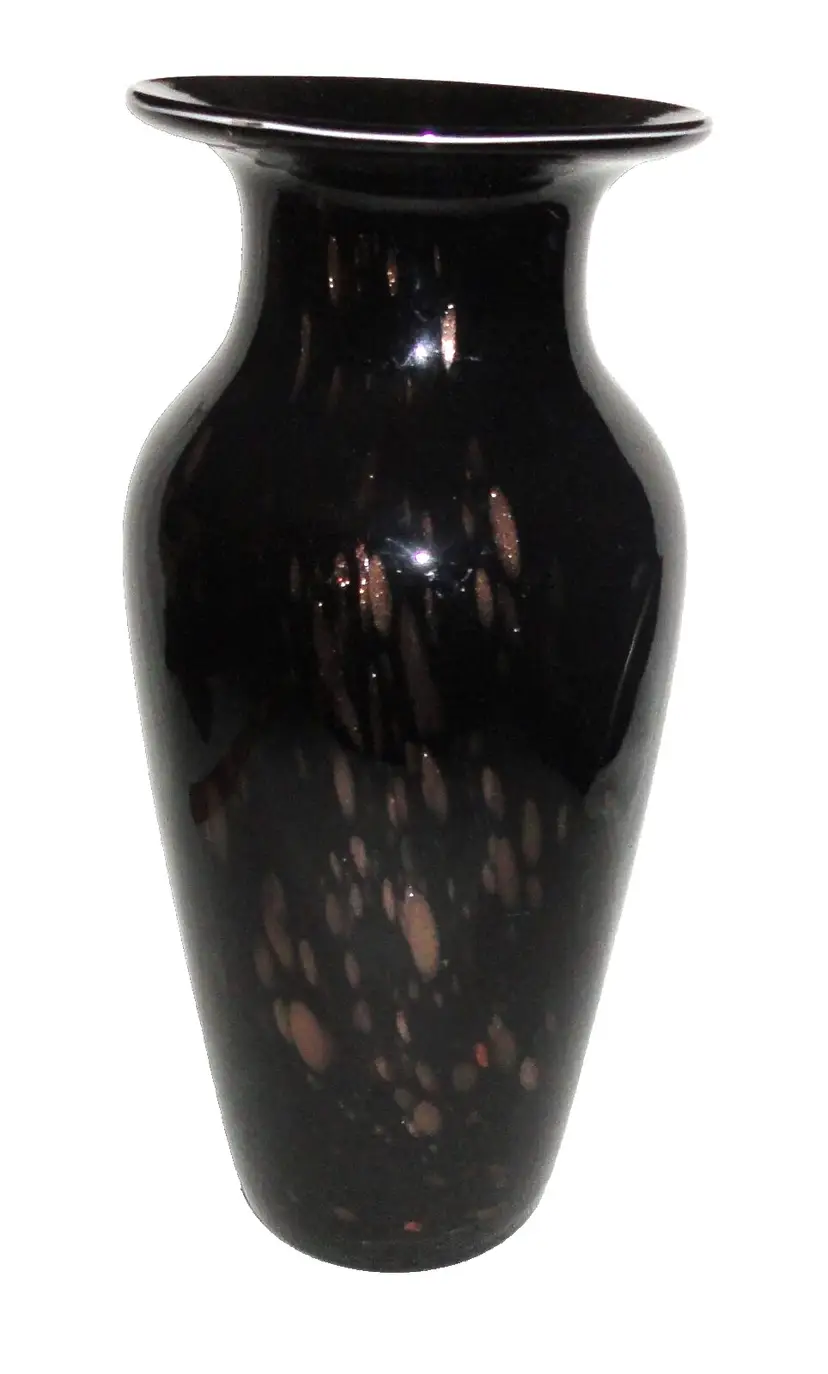 Hand Blown Glass Vase ~ Purple/Amethyst ~ w/Copper Gold Teardrops Throughout