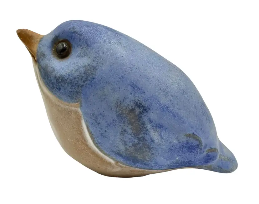 Signed Michael Fromme Studio Art Pottery Bird Figurine Bluebird Blue