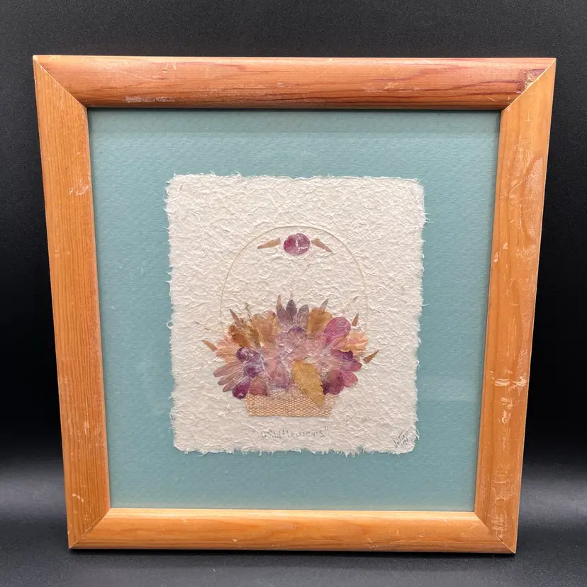 #12 Signed Dried Flowers “Wildflowers” Framed Art Work 11”
