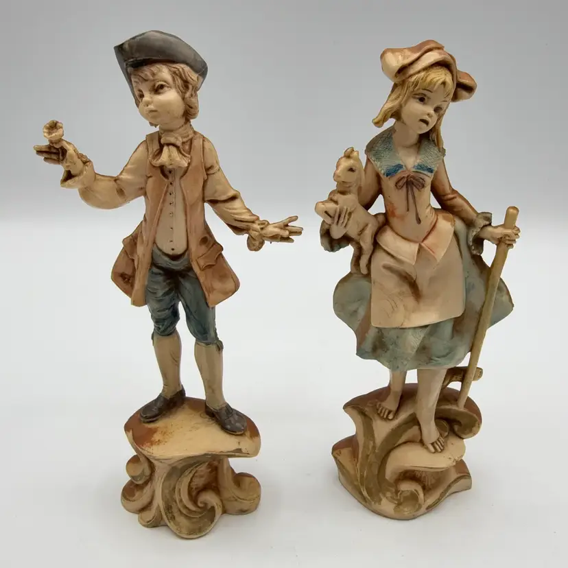 Fontanini Depose Italy 6” Boy w Flower & Girl w Sheep Set #275 #276